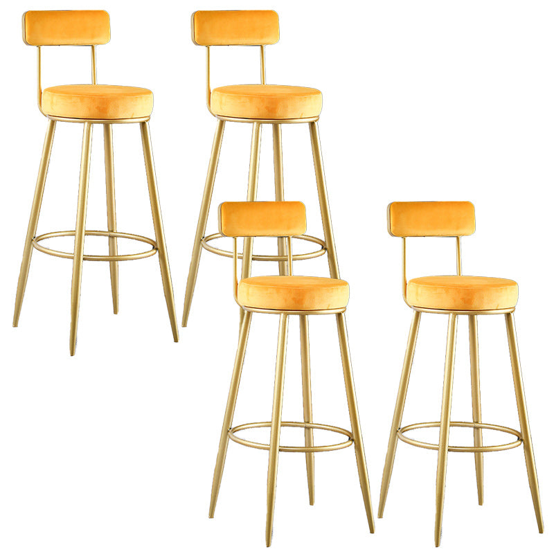 Nordic Glam Style Bar Stool Round Bar Stool with Metal Legs for Home