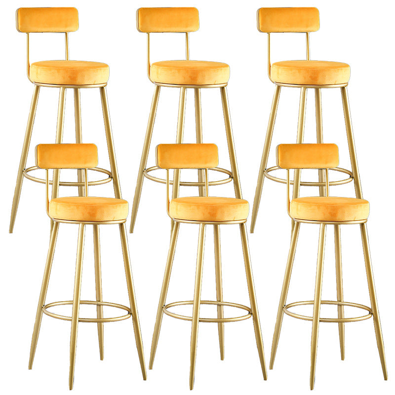 Nordic Glam Style Bar Stool Round Bar Stool with Metal Legs for Home