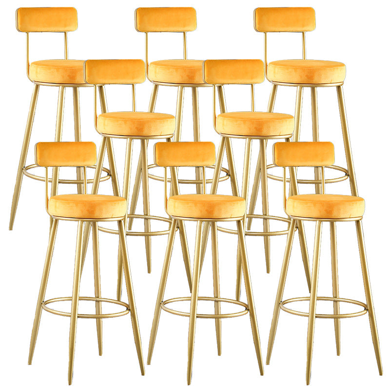 Nordic Glam Style Bar Stool Round Bar Stool with Metal Legs for Home