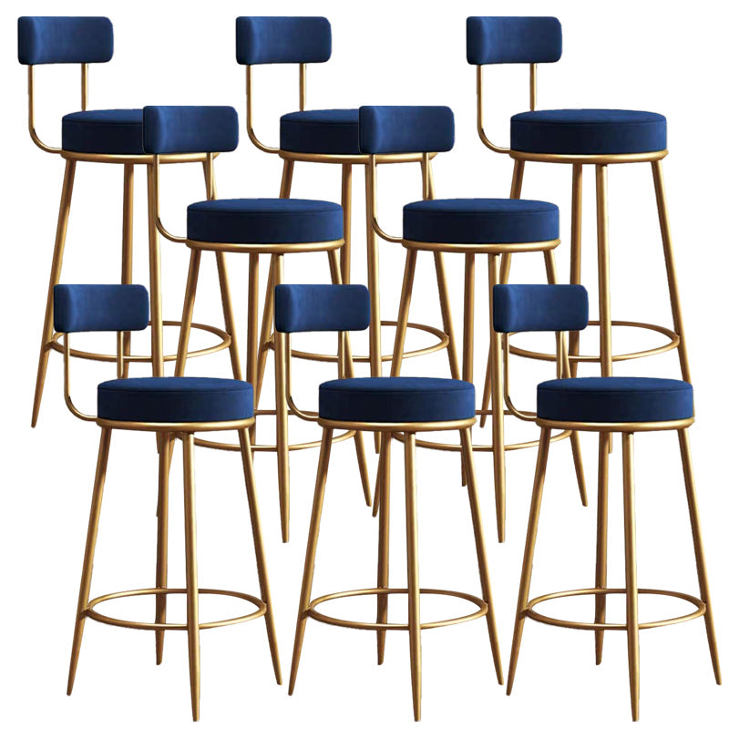 Nordic Glam Style Bar Stool Round Bar Stool with Metal Legs for Home