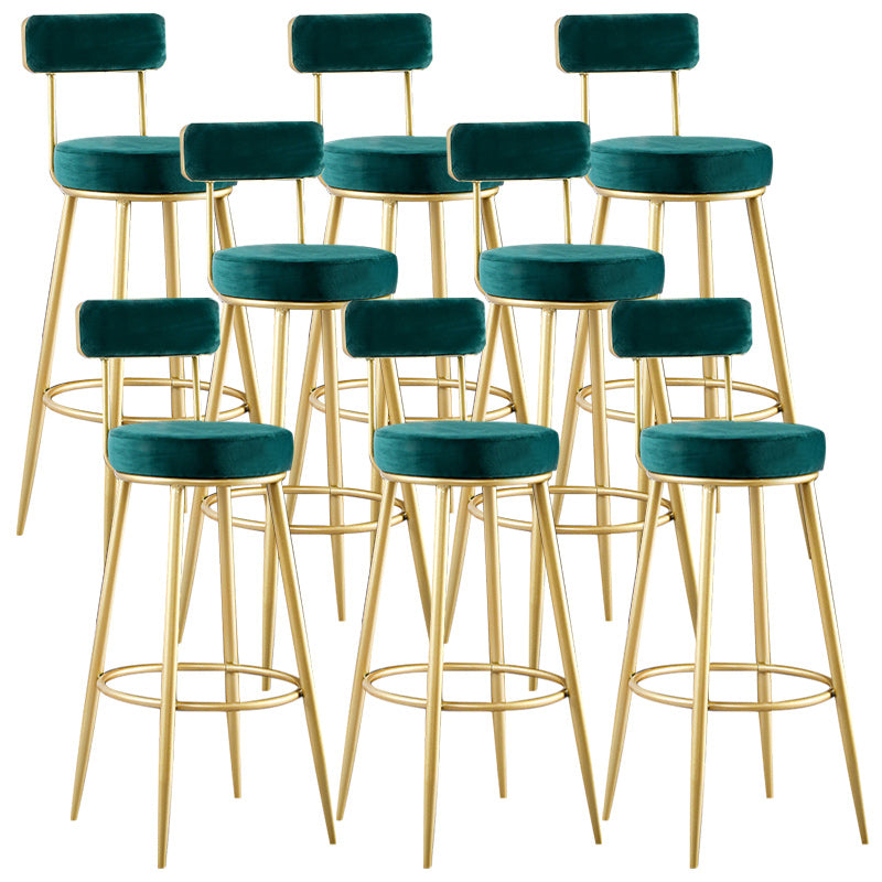Nordic Glam Style Bar Stool Round Bar Stool with Metal Legs for Home