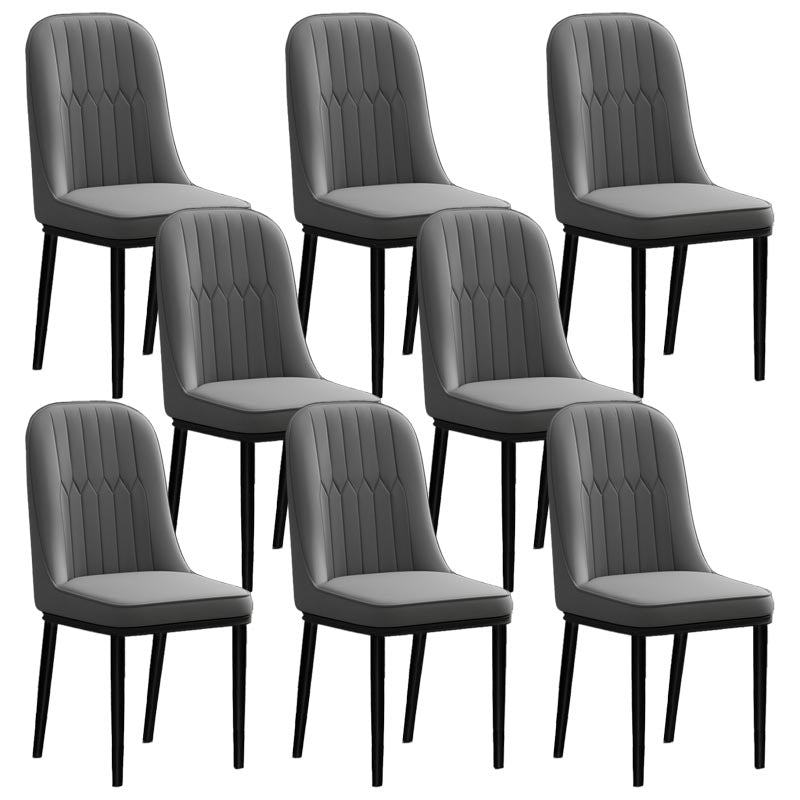 Glam Faux Leather Dining Chair Parsons Chair with 4 Legs in Matte Finish for Home