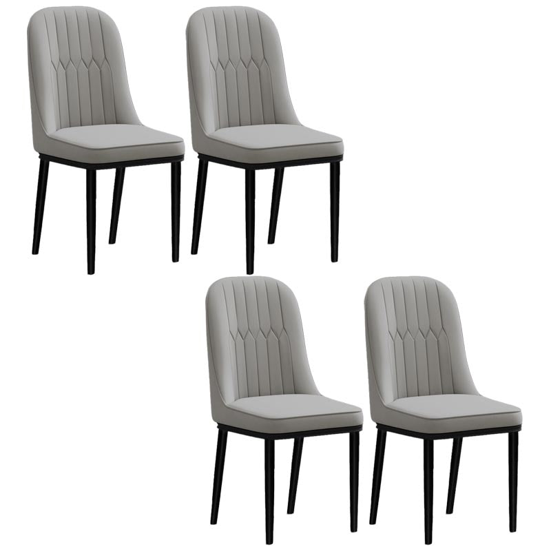 Glam Faux Leather Dining Chair Parsons Chair with 4 Legs in Matte Finish for Home