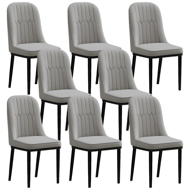 Glam Faux Leather Dining Chair Parsons Chair with 4 Legs in Matte Finish for Home