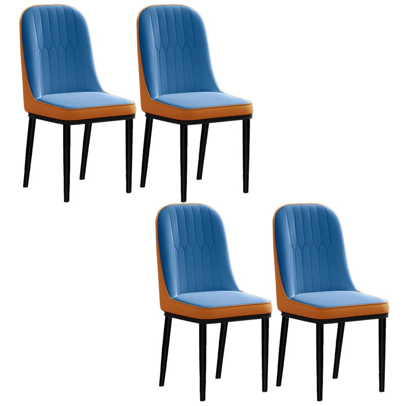 Glam Faux Leather Dining Chair Parsons Chair with 4 Legs in Matte Finish for Home