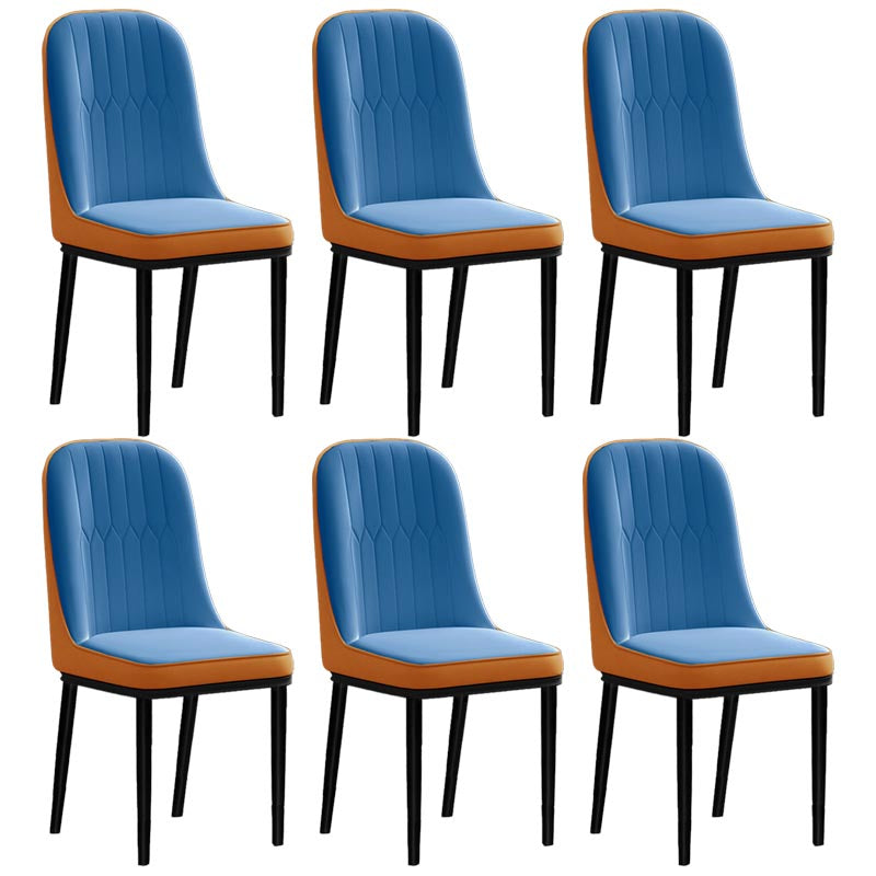 Glam Faux Leather Dining Chair Parsons Chair with 4 Legs in Matte Finish for Home