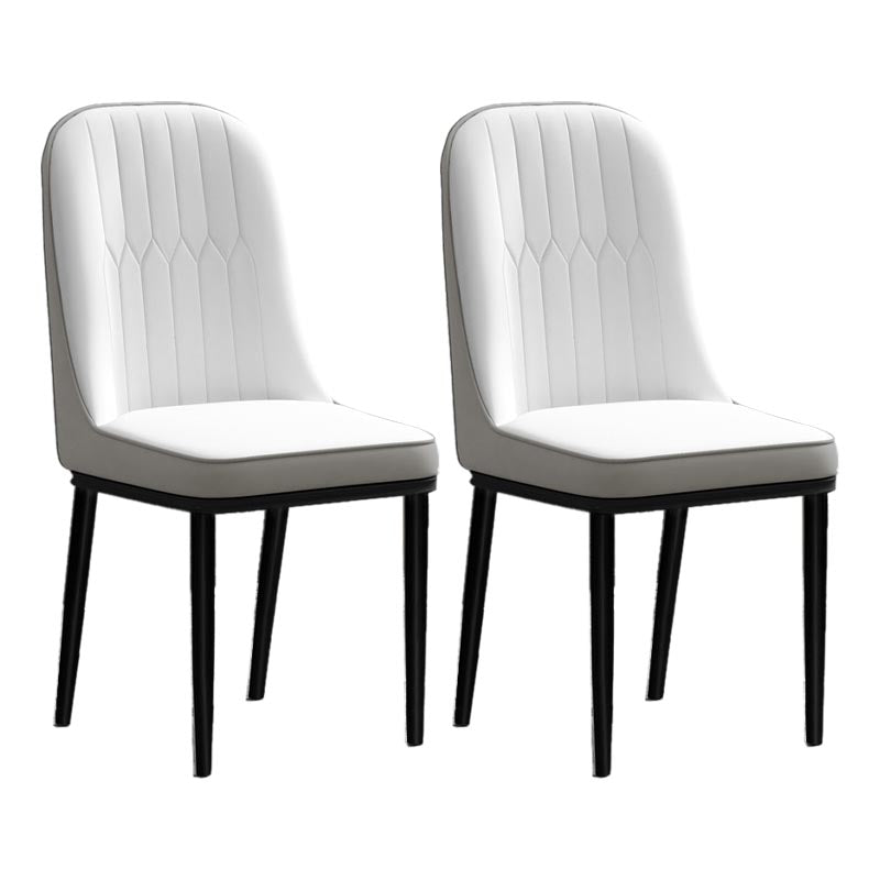 Glam Faux Leather Dining Chair Parsons Chair with 4 Legs in Matte Finish for Home