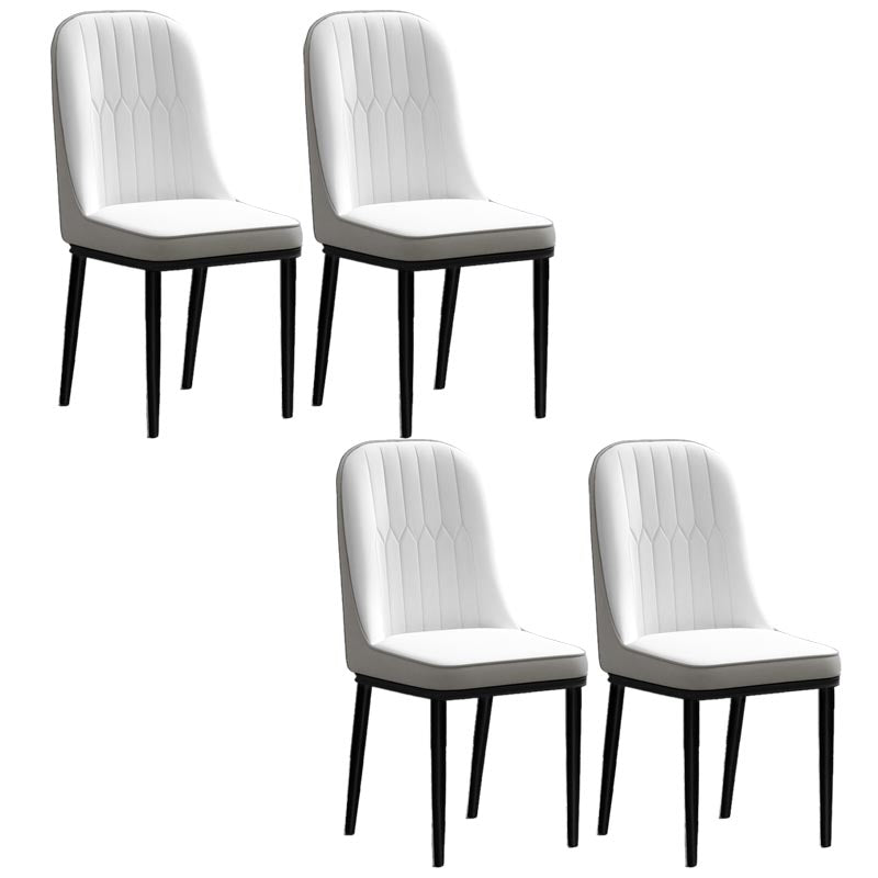 Glam Faux Leather Dining Chair Parsons Chair with 4 Legs in Matte Finish for Home