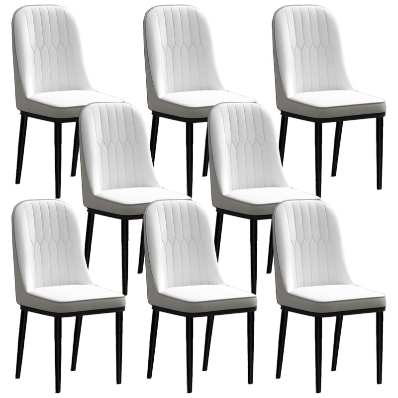 Glam Faux Leather Dining Chair Parsons Chair with 4 Legs in Matte Finish for Home