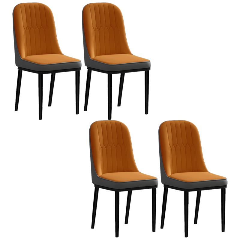 Glam Faux Leather Dining Chair Parsons Chair with 4 Legs in Matte Finish for Home