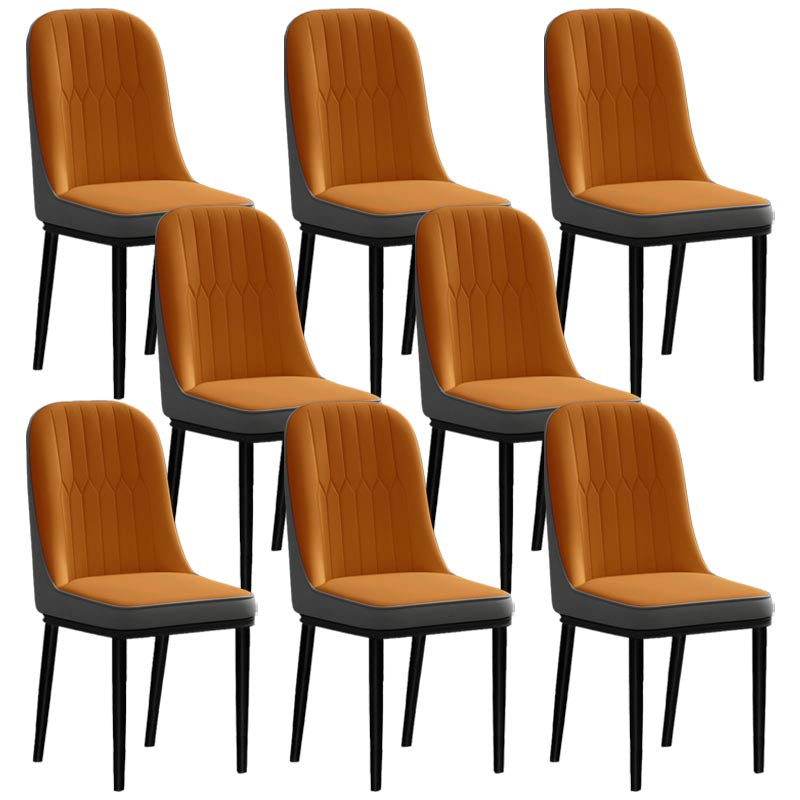 Glam Faux Leather Dining Chair Parsons Chair with 4 Legs in Matte Finish for Home