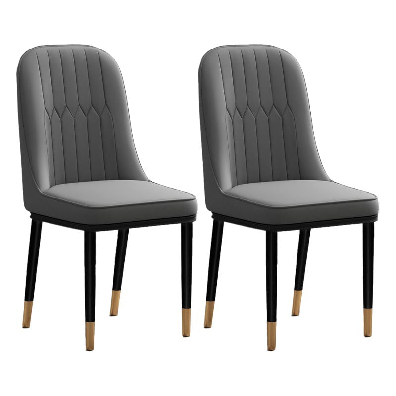 Glam Faux Leather Dining Chair Parsons Chair with 4 Legs in Matte Finish for Home