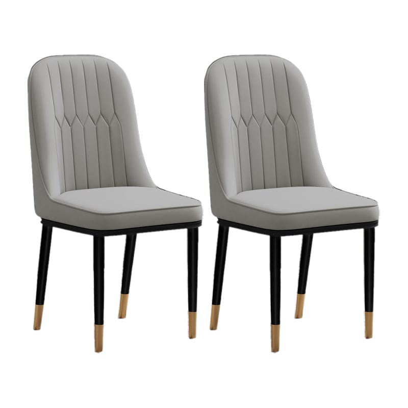 Glam Faux Leather Dining Chair Parsons Chair with 4 Legs in Matte Finish for Home