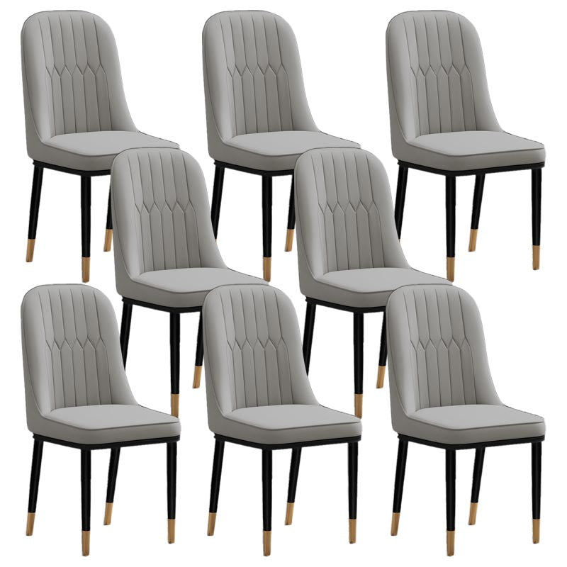 Glam Faux Leather Dining Chair Parsons Chair with 4 Legs in Matte Finish for Home