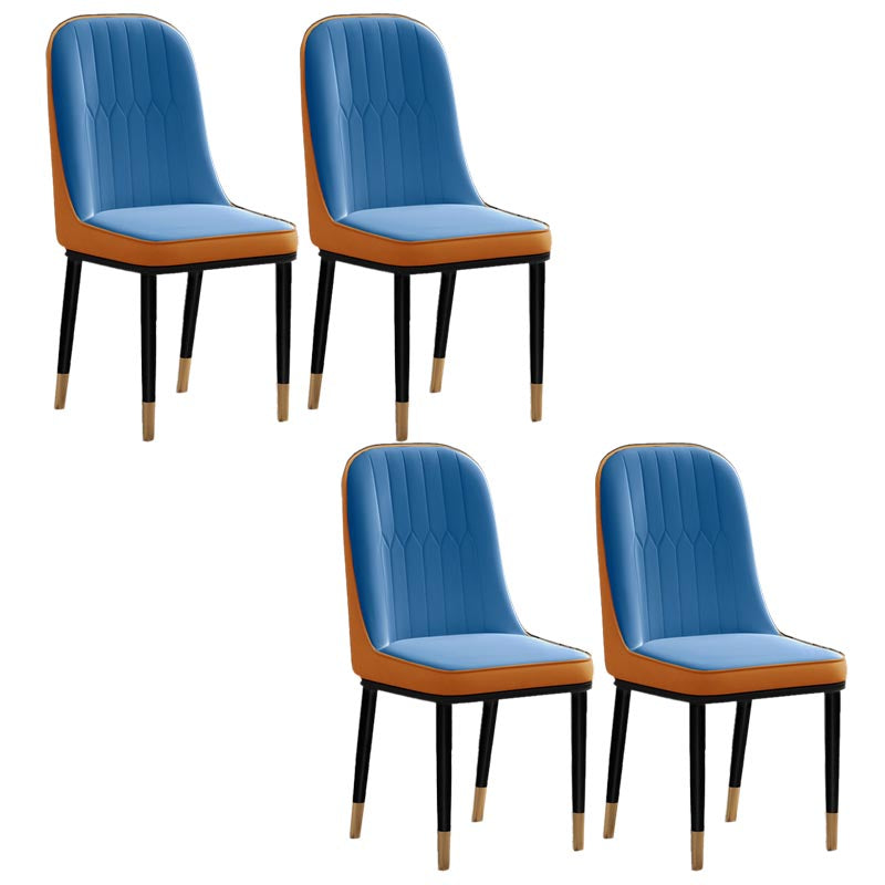 Glam Faux Leather Dining Chair Parsons Chair with 4 Legs in Matte Finish for Home