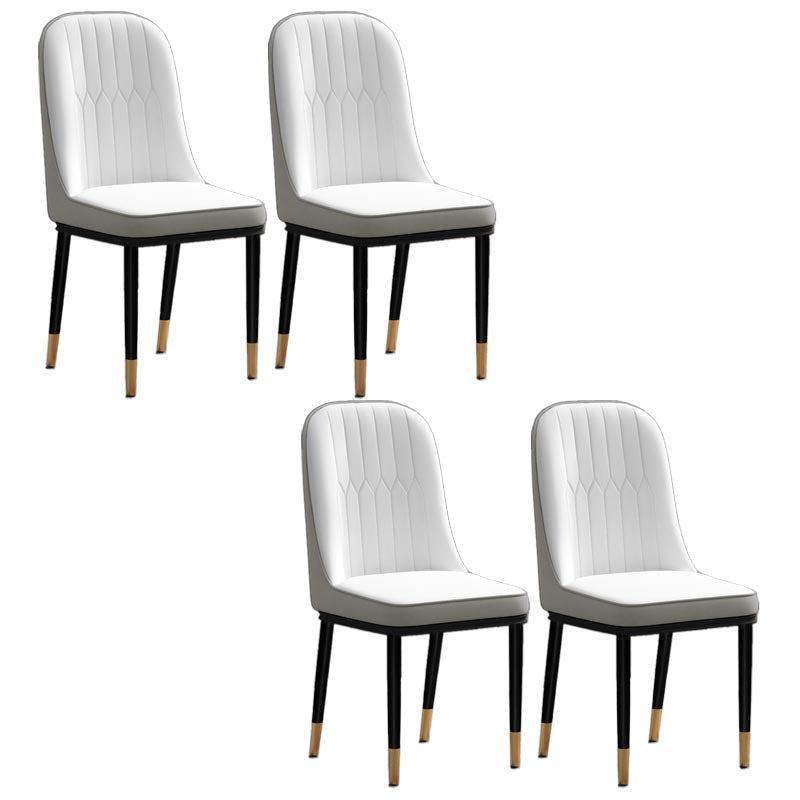 Glam Faux Leather Dining Chair Parsons Chair with 4 Legs in Matte Finish for Home