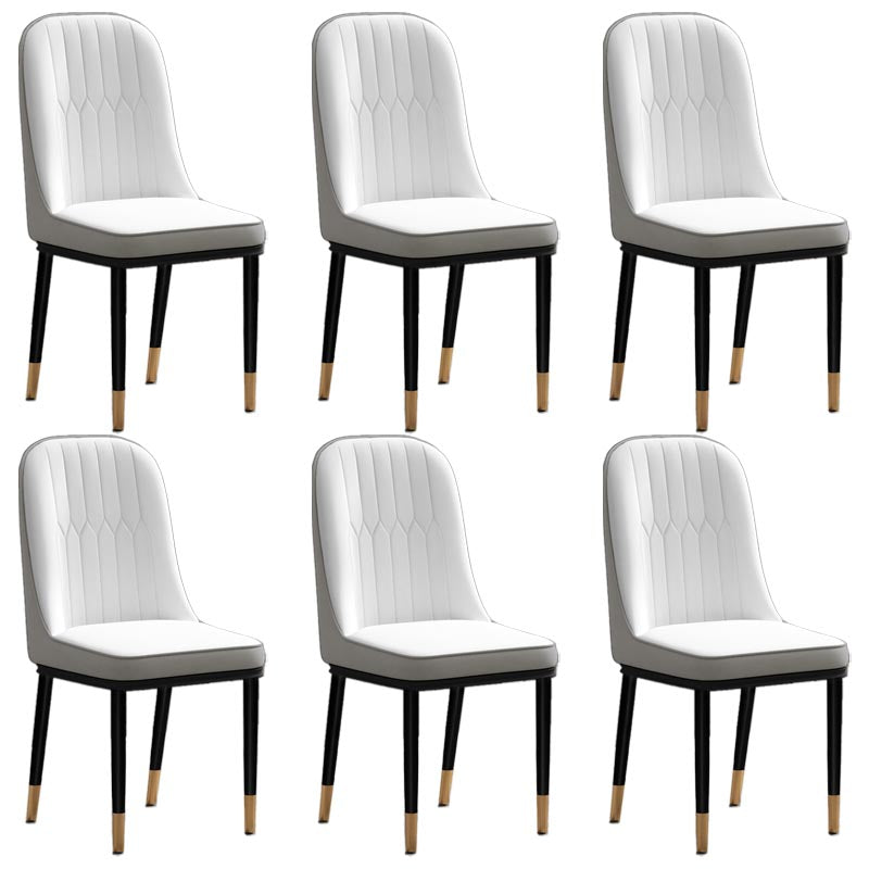 Glam Faux Leather Dining Chair Parsons Chair with 4 Legs in Matte Finish for Home