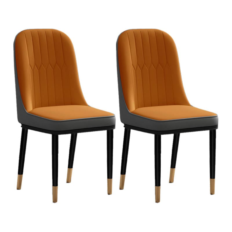 Glam Faux Leather Dining Chair Parsons Chair with 4 Legs in Matte Finish for Home