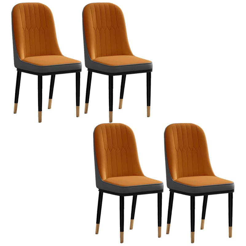 Glam Faux Leather Dining Chair Parsons Chair with 4 Legs in Matte Finish for Home