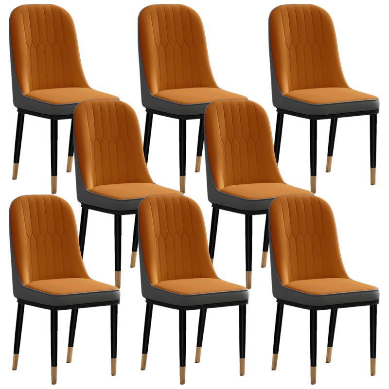 Glam Faux Leather Dining Chair Parsons Chair with 4 Legs in Matte Finish for Home