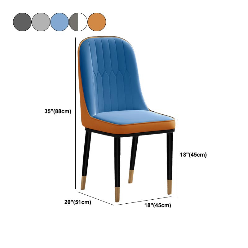 Glam Faux Leather Dining Chair Parsons Chair with 4 Legs in Matte Finish for Home