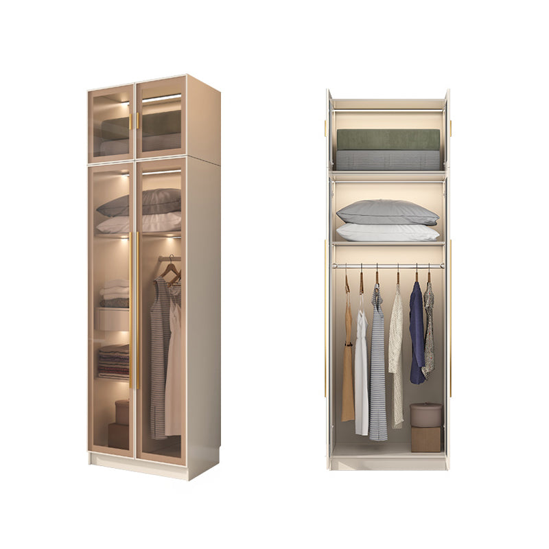 Modern Hinged Door Wardrobe for Home White Cabinet with Glass Door