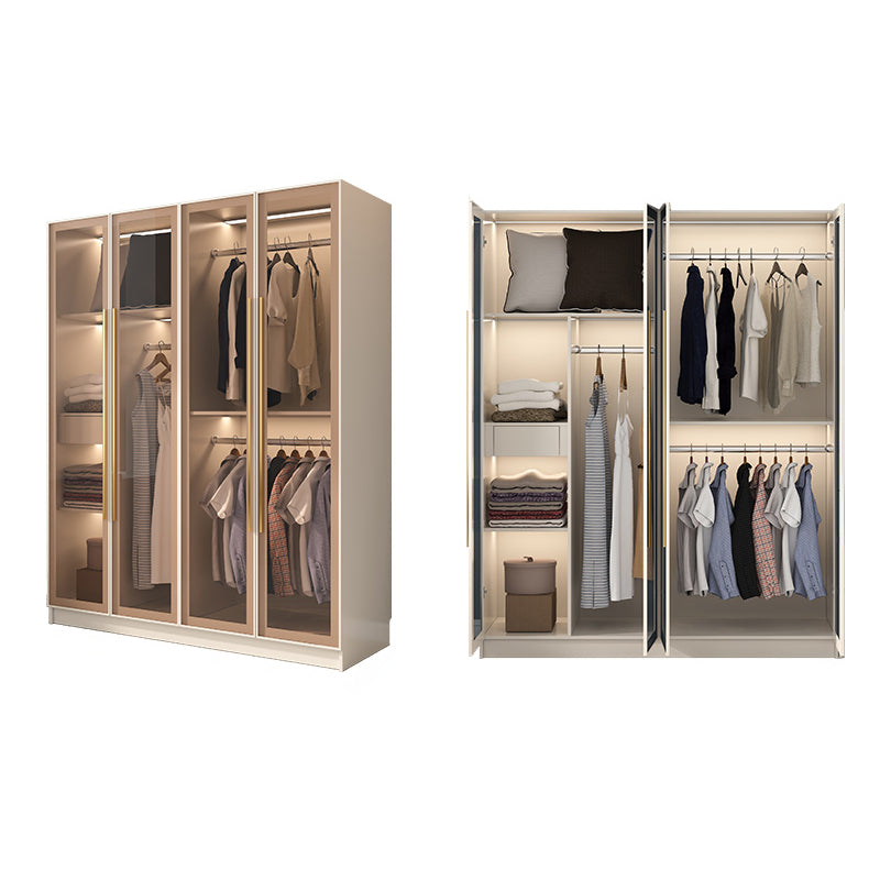 Modern Hinged Door Wardrobe for Home White Cabinet with Glass Door