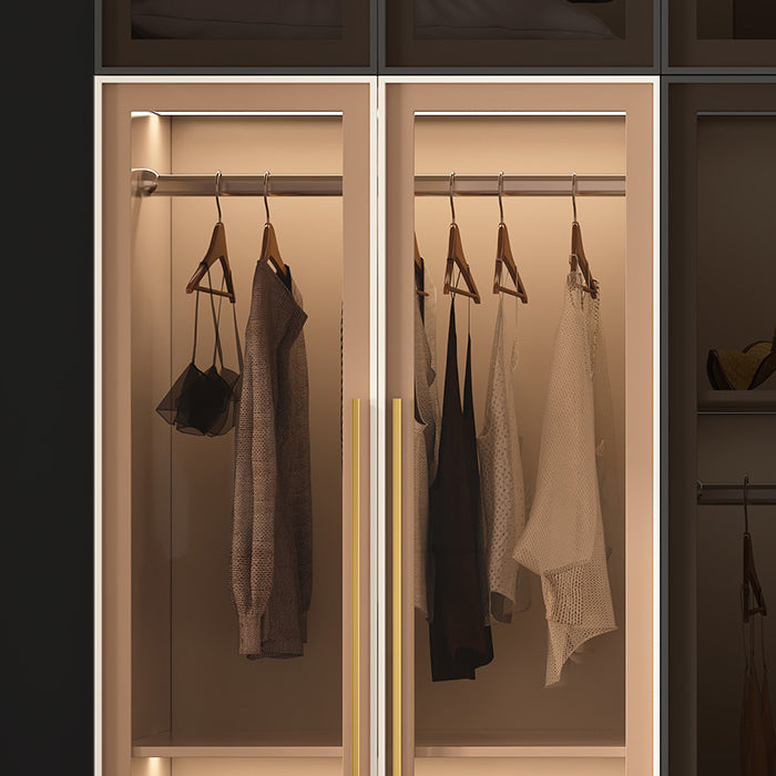 Modern Hinged Door Wardrobe for Home White Cabinet with Glass Door