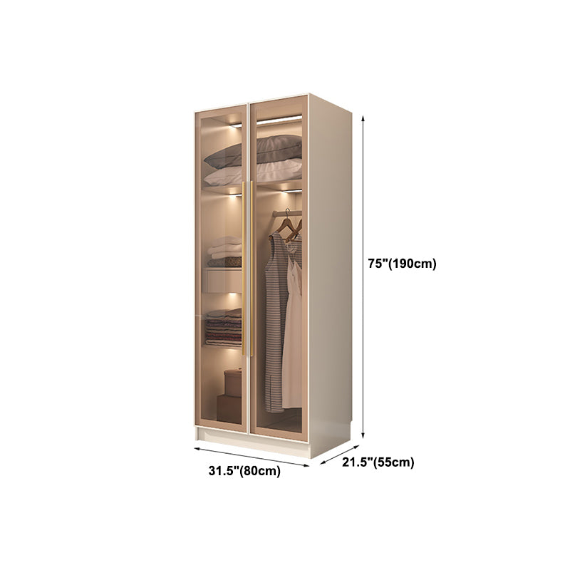 Modern Hinged Door Wardrobe for Home White Cabinet with Glass Door