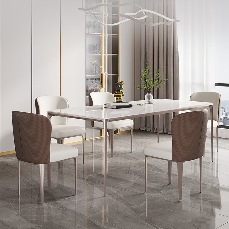 Modern Sintered Stone Top Dining Set Rectangle 1/2/4/5/6 Pieces Dining Room Table Set