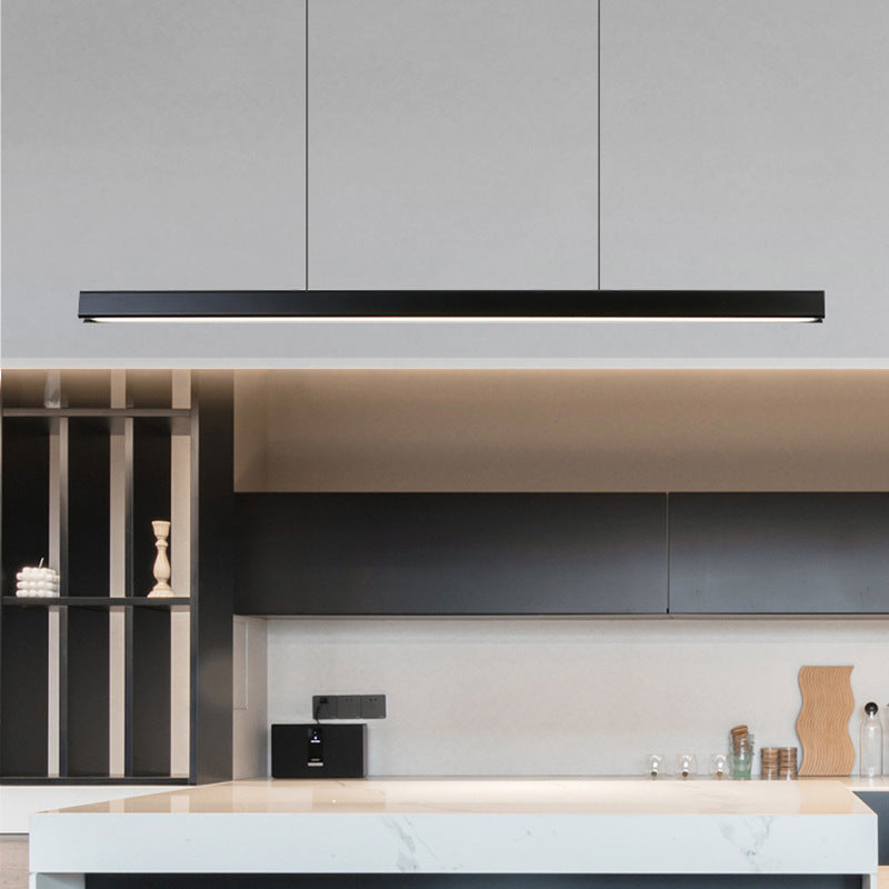 Black Linear LED Pendant Light Metal Acrylic Hanging Lamp for Dining Room