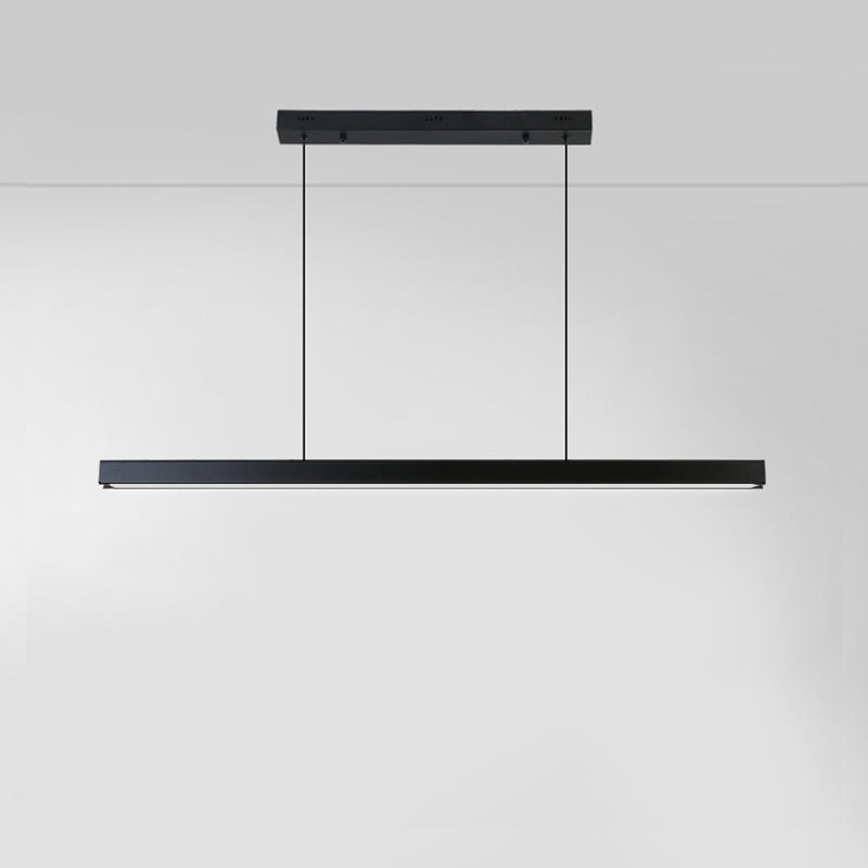 Black Linear LED Pendant Light Metal Acrylic Hanging Lamp for Dining Room