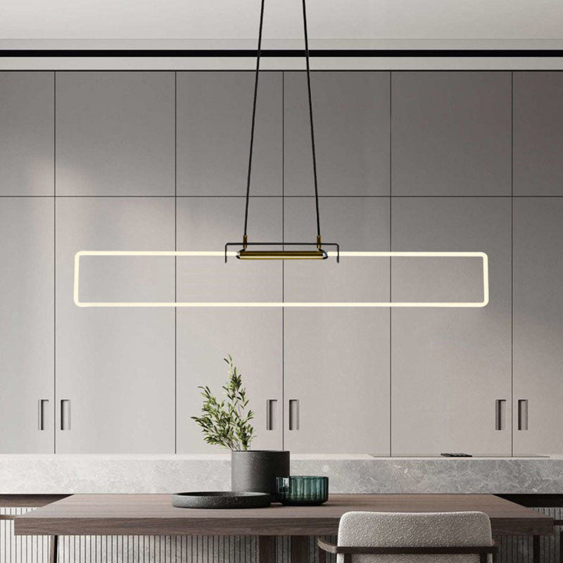 Black Linear Hanging Lamp in Modern Simplicity Acrylic LED Pendant Light for Dining Room