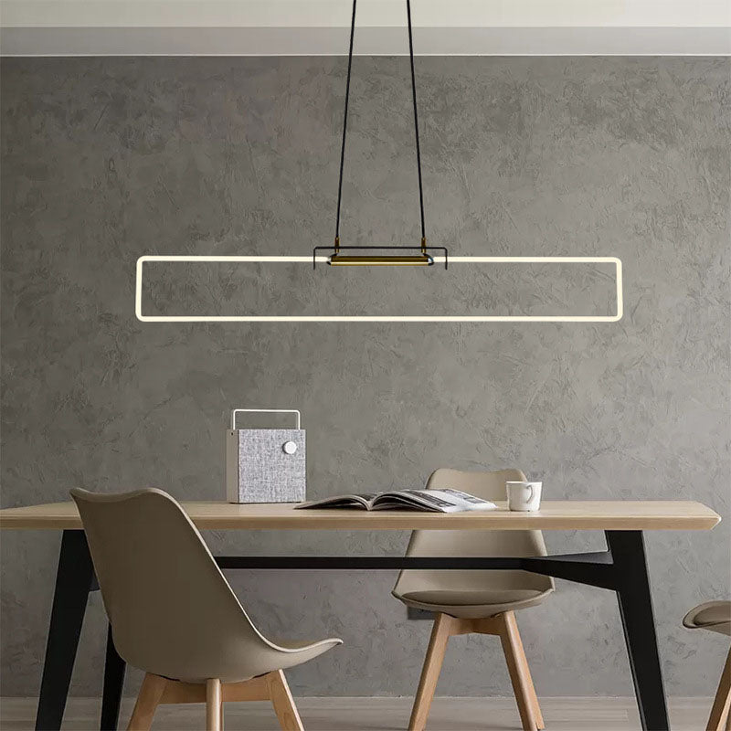 Black Linear Hanging Lamp in Modern Simplicity Acrylic LED Pendant Light for Dining Room