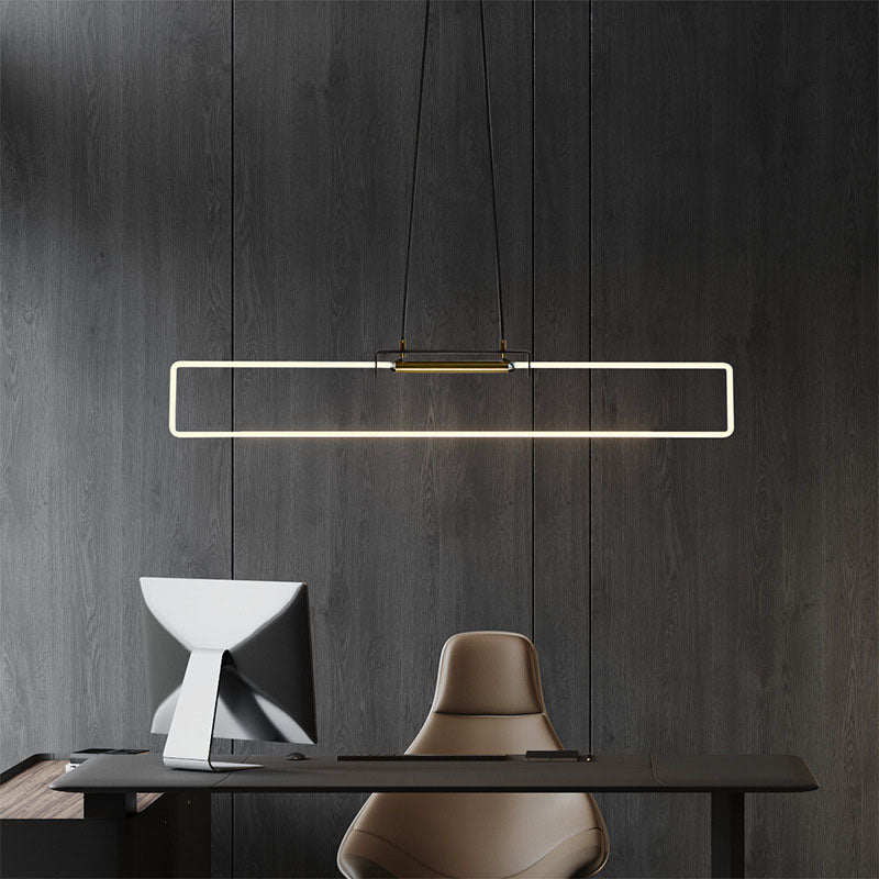 Black Linear Hanging Lamp in Modern Simplicity Acrylic LED Pendant Light for Dining Room
