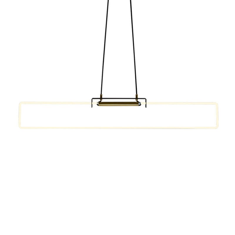 Black Linear Hanging Lamp in Modern Simplicity Acrylic LED Pendant Light for Dining Room