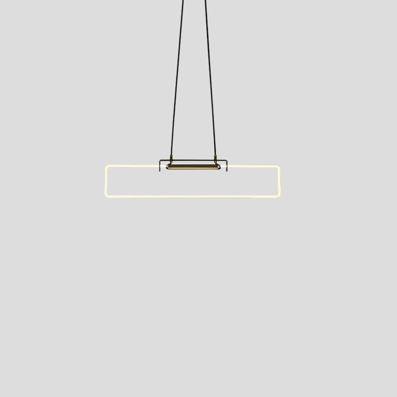 Black Linear Hanging Lamp in Modern Simplicity Acrylic LED Pendant Light for Dining Room
