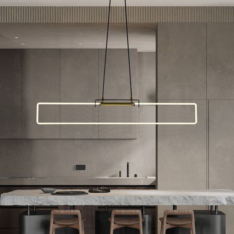 Black Linear Hanging Lamp in Modern Simplicity Acrylic LED Pendant Light for Dining Room