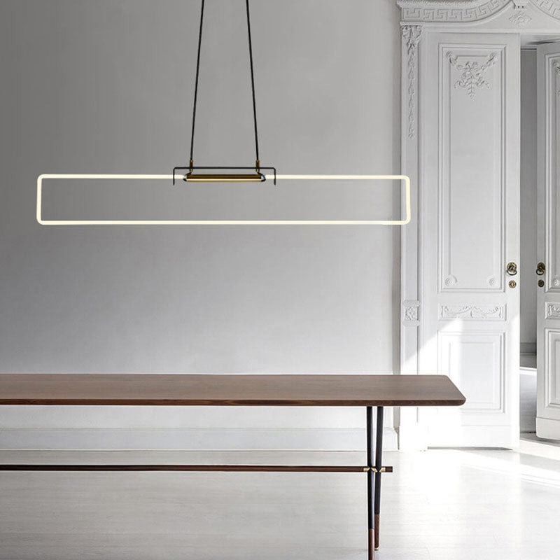 Black Linear Hanging Lamp in Modern Simplicity Acrylic LED Pendant Light for Dining Room