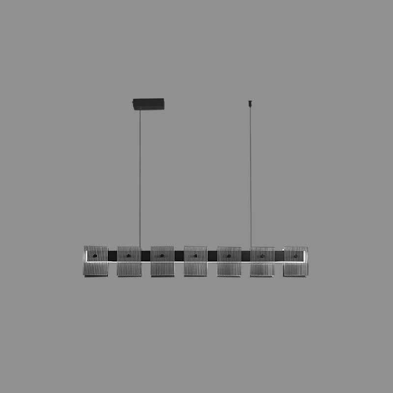 Modern Luxury LED Pendant Light Rectangular Glass Hanging Lamp for Dining Room