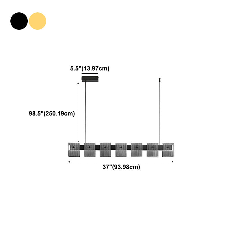 Modern Luxury LED Pendant Light Rectangular Glass Hanging Lamp for Dining Room