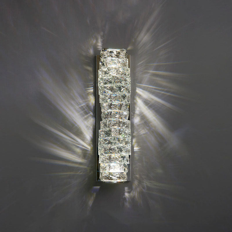 Modern Luxury LED Wall Sconce Crystal Rectangular Wall Lamp for Bedroom