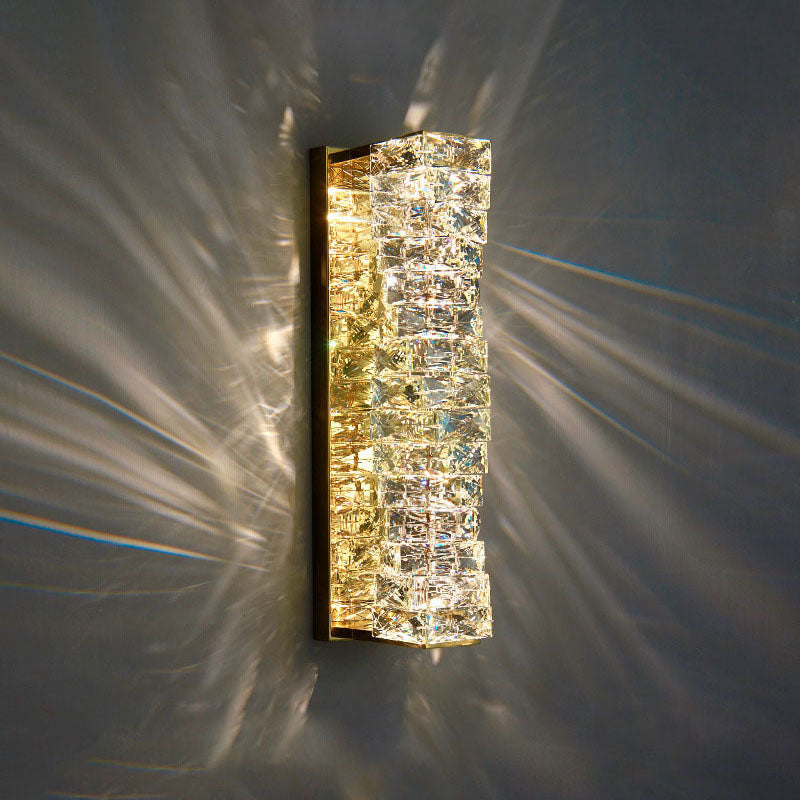 Modern Luxury LED Wall Sconce Crystal Rectangular Wall Lamp for Bedroom