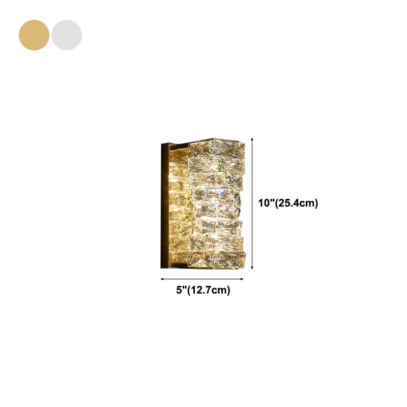 Modern Luxury LED Wall Sconce Crystal Rectangular Wall Lamp for Bedroom