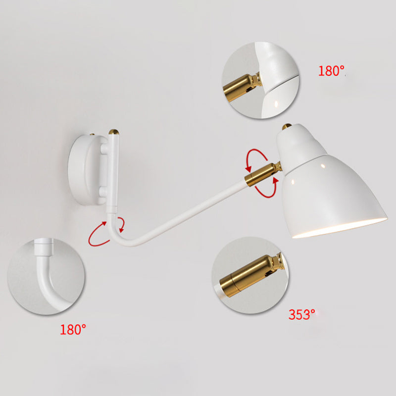 Black / White / Gold 1 - Light Wall Light Adjustable Metal Wall Armed Sconce