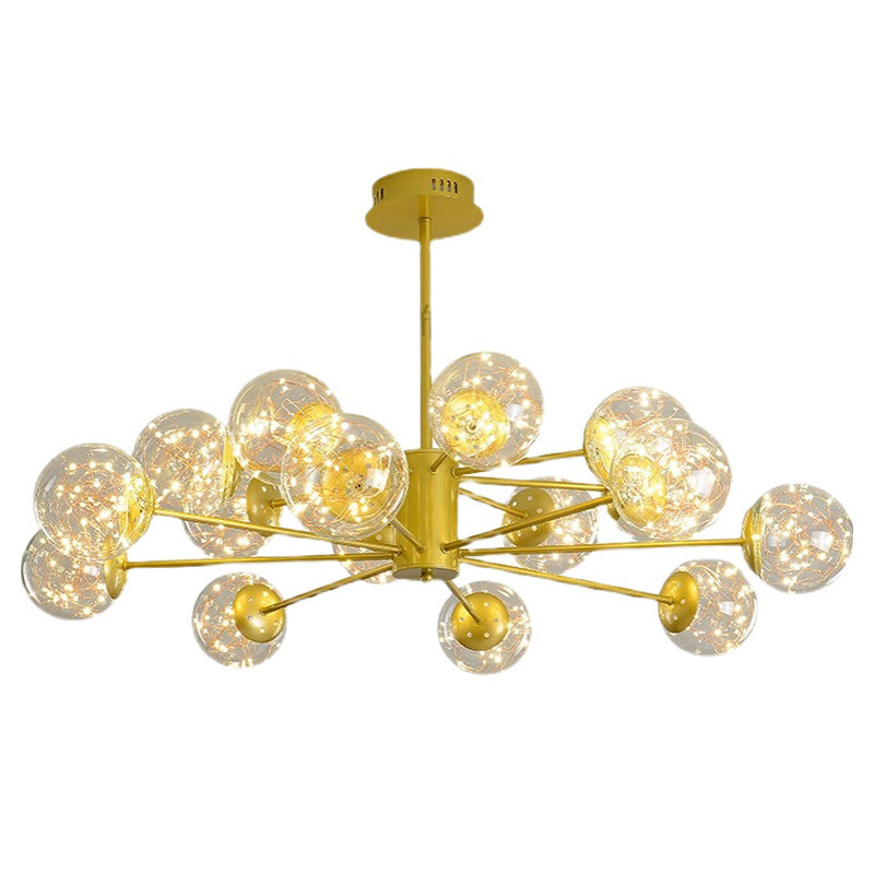 Modern Metal Ceiling Mount Multi-light Semi Flush with Glass Shade for Living Room
