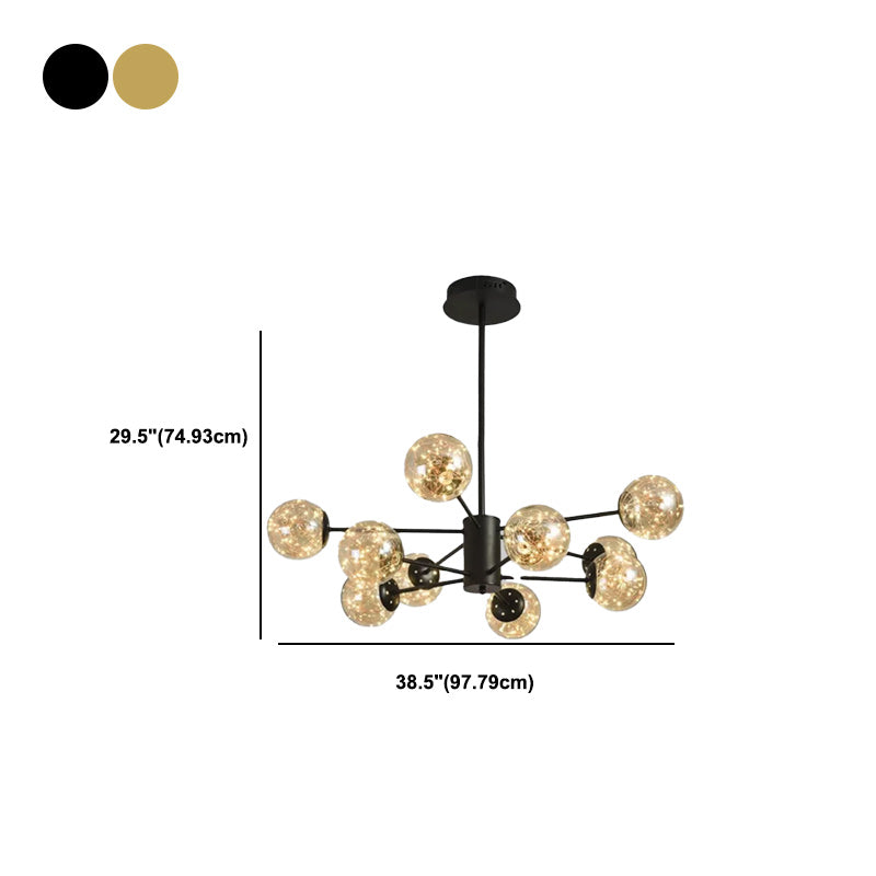 Modern Metal Ceiling Mount Multi-light Semi Flush with Glass Shade for Living Room