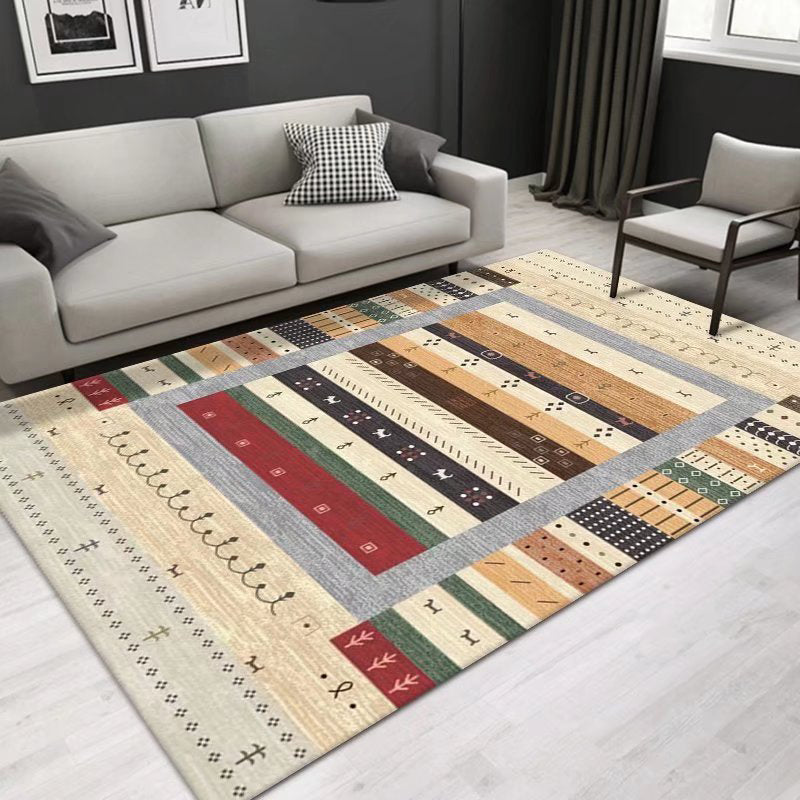Boho-Chic Area Carpet Multicolor Indoor Rug Washable Polyester Carpet for Living Room