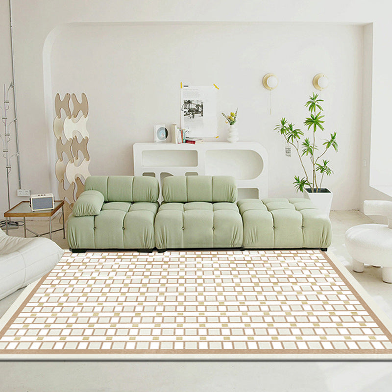 Simplicity Geometry Print Carpet Polyester Area Rug Non-Slip Backing Rug for Living Room