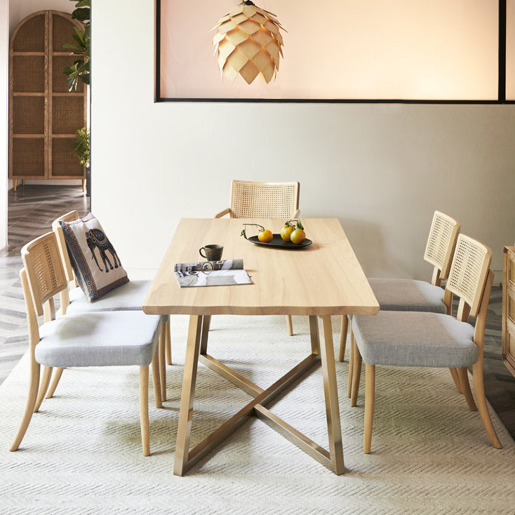 Modern Furniture Set 1/4/7 Pieces Rectangle Table Set with Solid Wood Dining Chairs